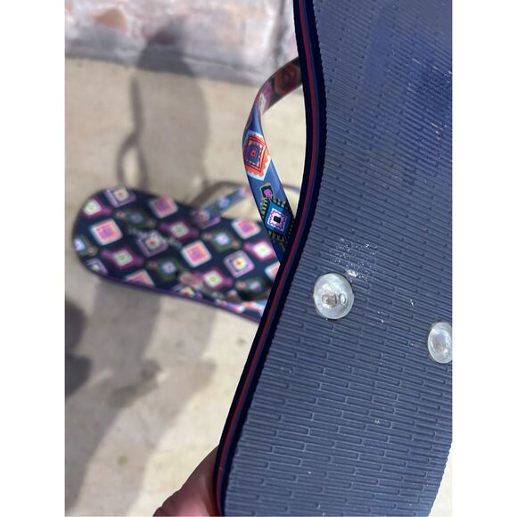 Vera Bradley Women's Size 10 Navy Blue Print Design Thongs Flip Flop Sandals - Picture 6 of 10